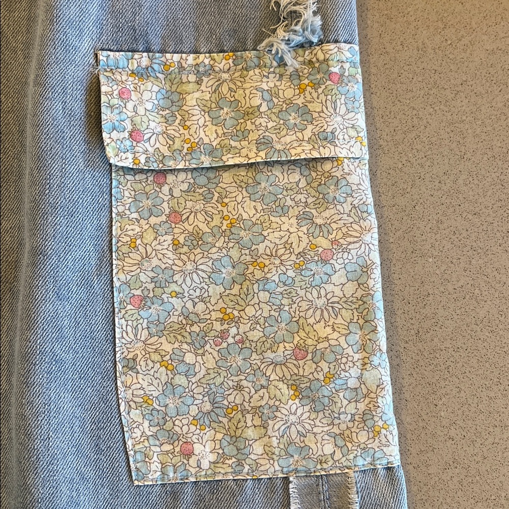 POL Light Blue Flare Jeans Star Patches Fabric Pockets Elastic Drawstring Waist - Picture 13 of 15